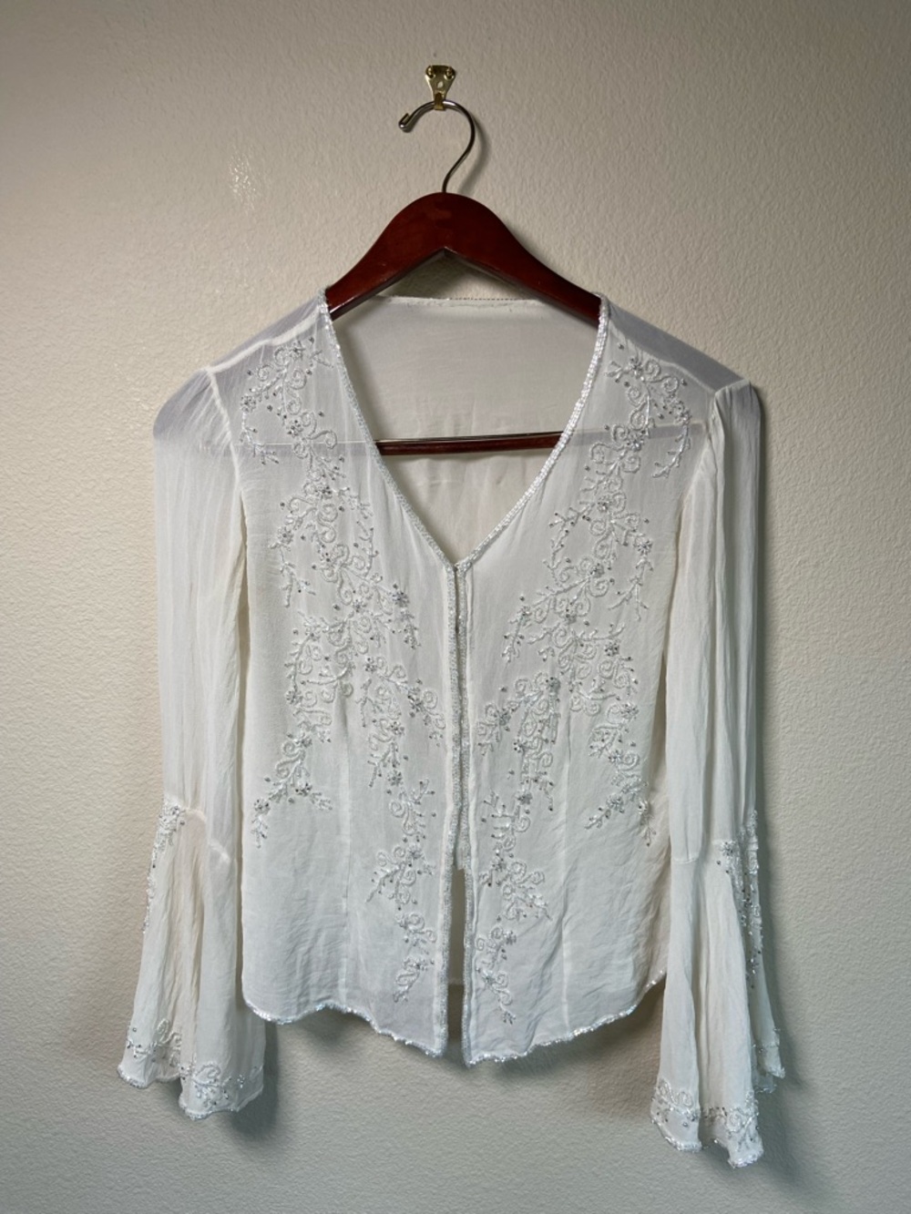 Vintage Bohemian Beaded Embroidered Blouse'